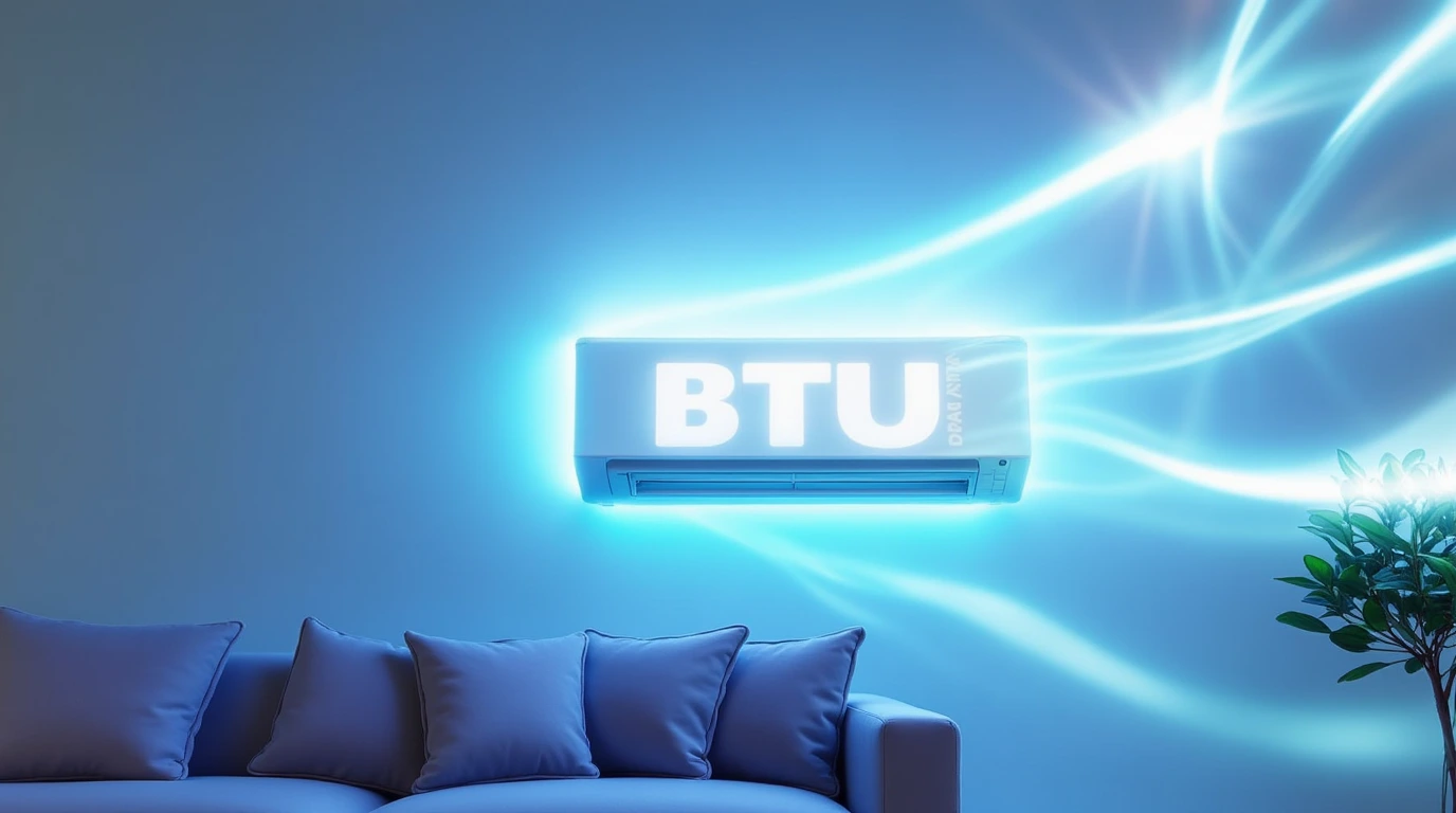 یک کولر گازی در حالت سورئال که روی آن BTU نوشته شده است