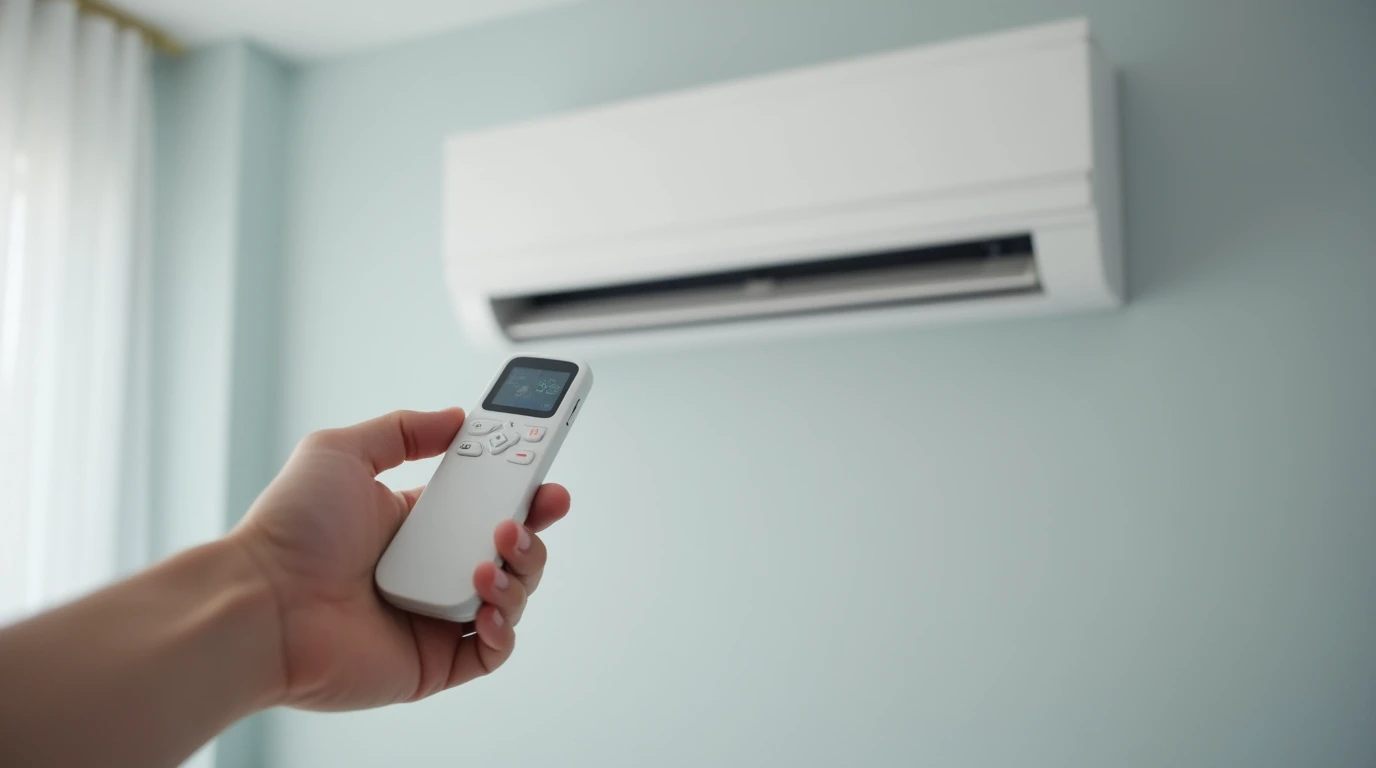 فردی که کنترل کولر گازی را در دست دارد