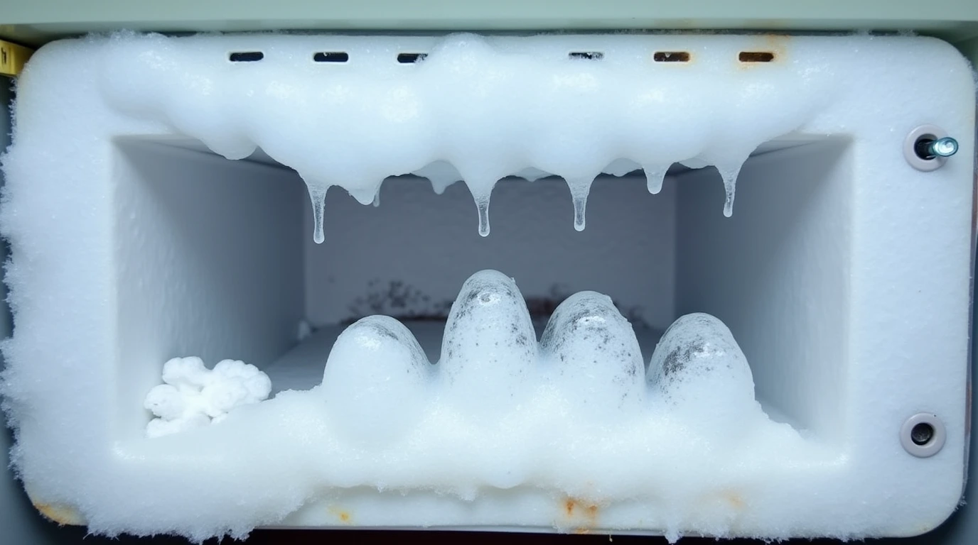 یک یخچال که برفک گرفته است