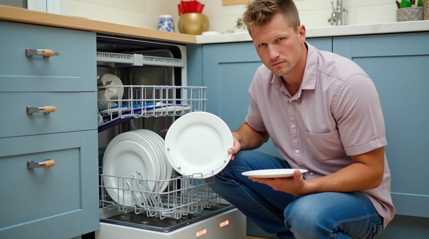 مردی در حال گذاشتن ظرف ها در ماشین ظرفشویی