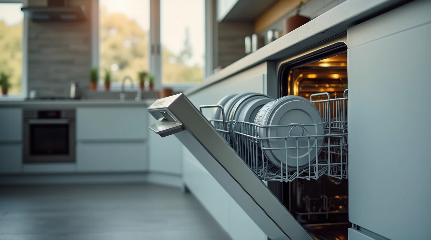تصویری از ماشین ظرفشویی در آشپزخانه