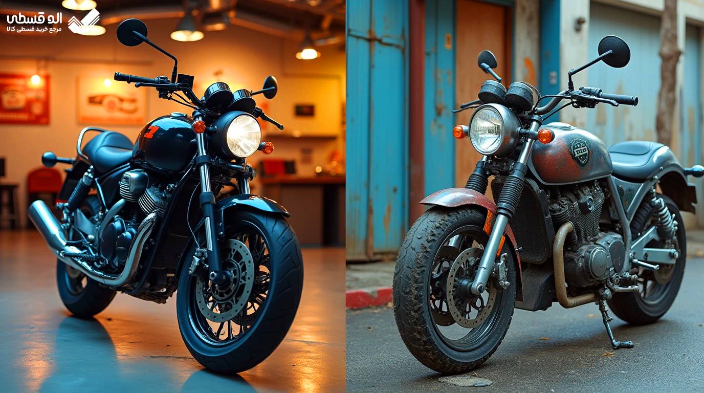 تصویری دارای دو موتور. یکی نو و دیگری دست دوم