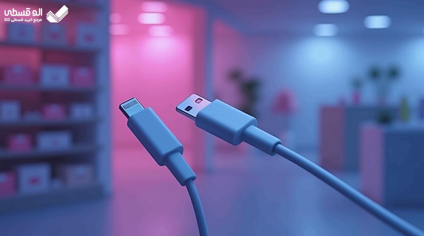 کابل سفید آیفون در تصویر قرار دارد