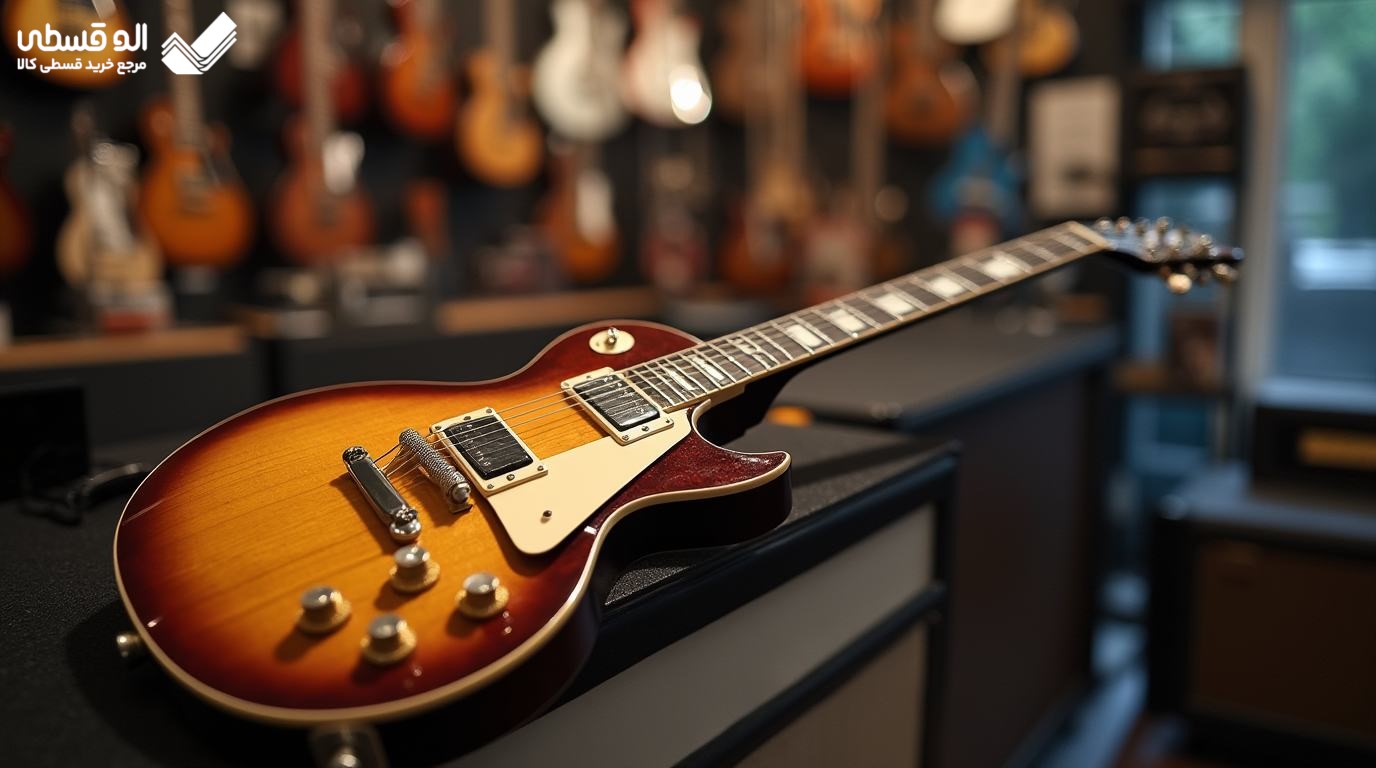 گیتار با بدنه قهوه ای و الکتریک