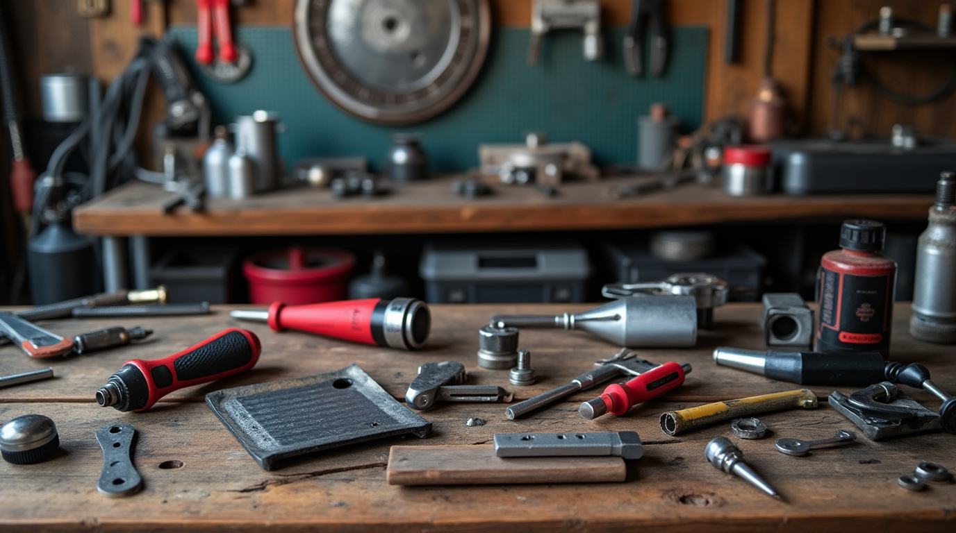 ابزارهای مختلف برای تعمیر و پنچرگیری موتورسیکلت