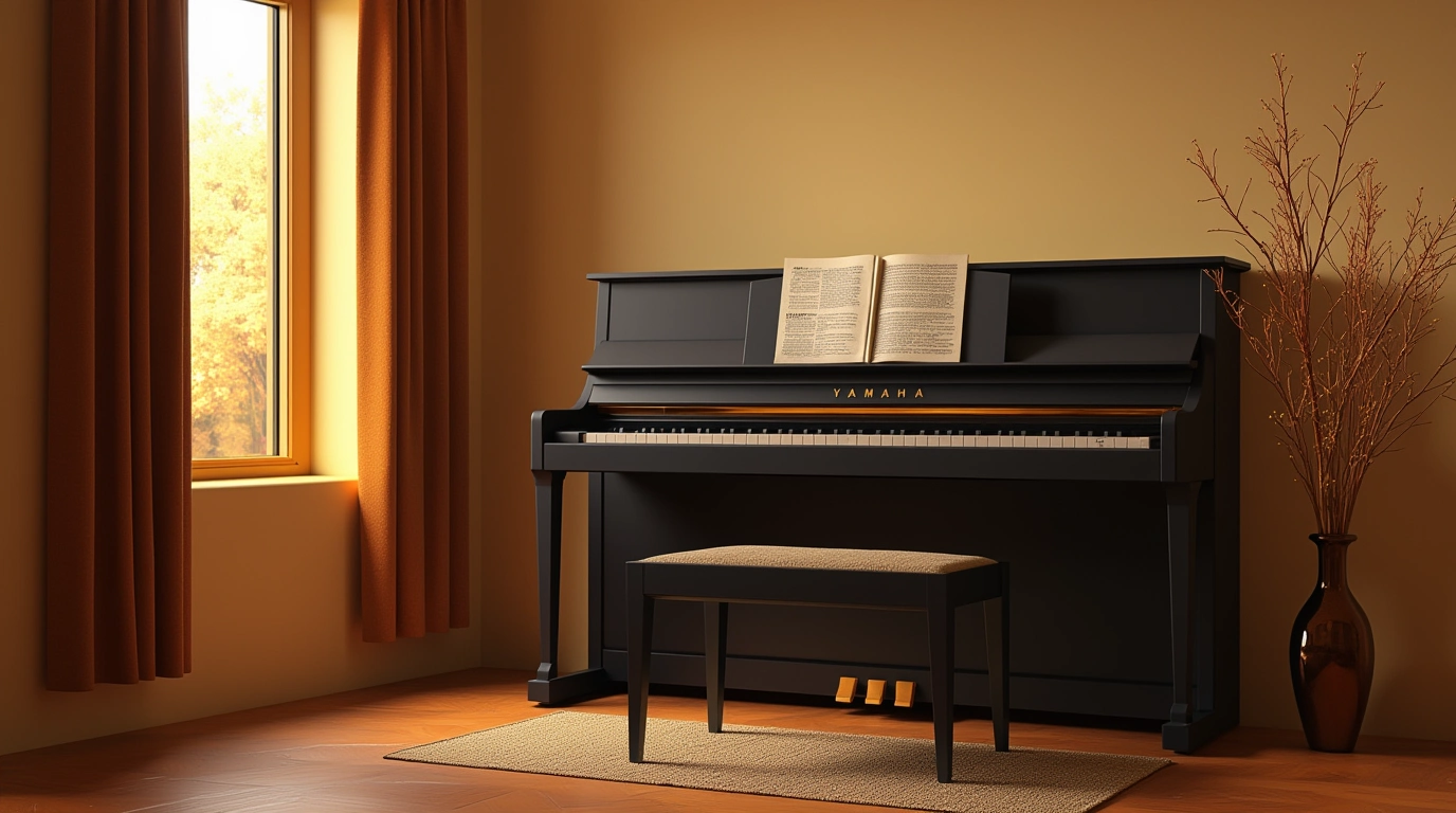 پیانو دیجیتال کنار یک پنجره در یک اتاق