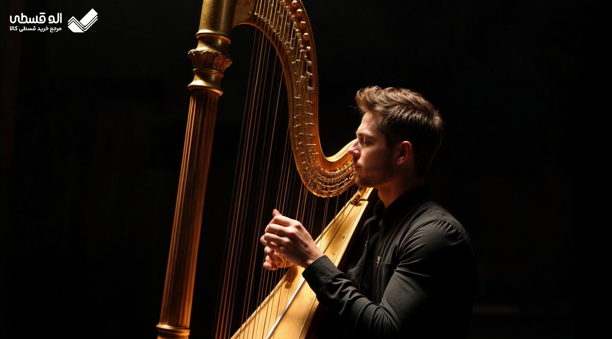 مردی در حال نواختن چنگ