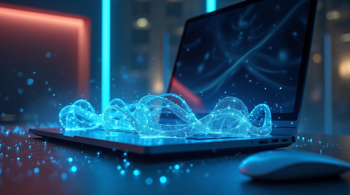 تصویری سورئال از لپ تاپی که با سیستم خنک کننده کار میکند 