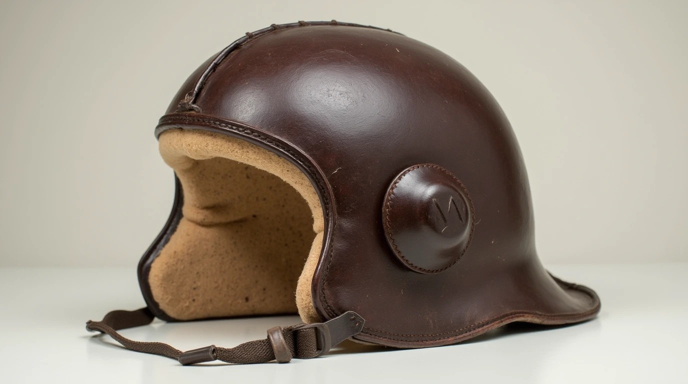 اولین کلاه کاسکت به رنگ قهوه ای و جنس فلزی 