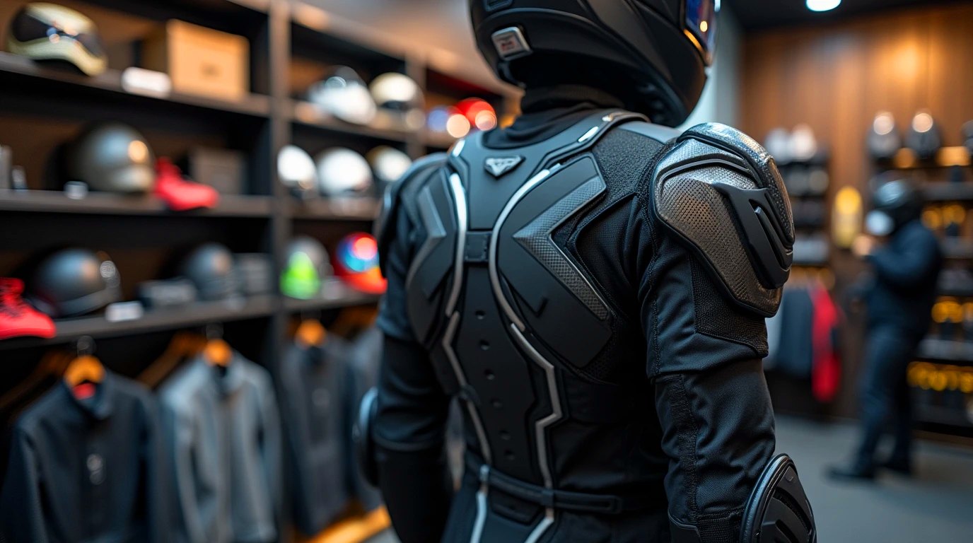 شولدر موتورسواری در یک فروشگاه 