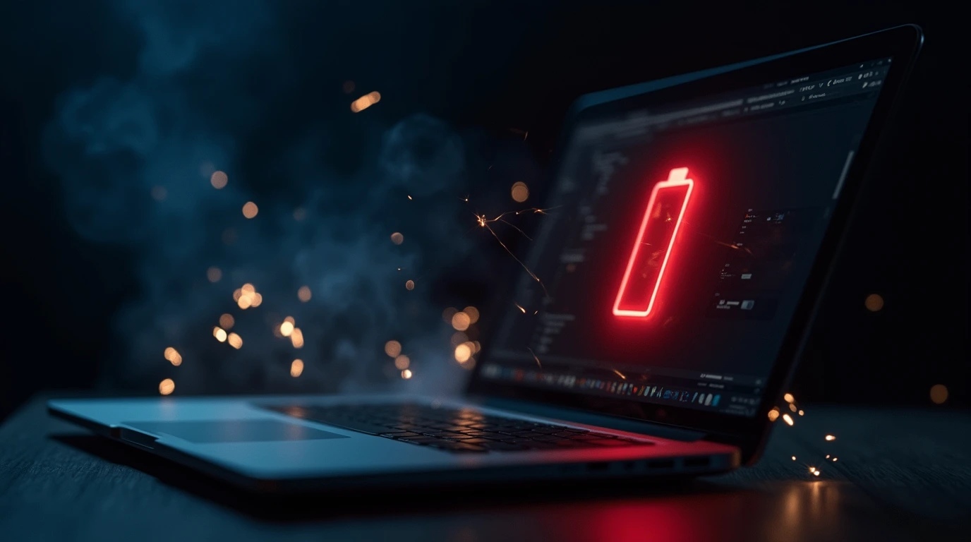 لپ تاپی که علامت شارژ ک را نشان میدهد