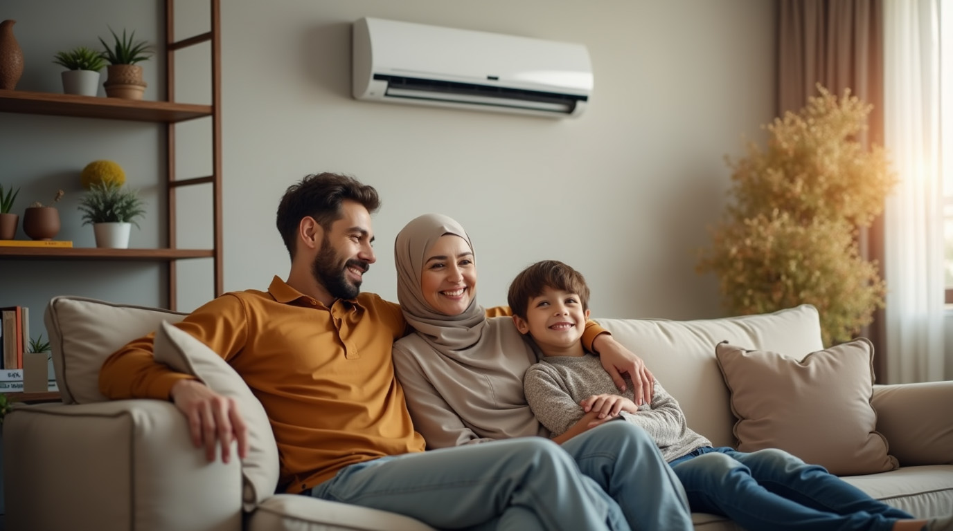 خانواده در کنار هم پس از خرید کولر گازی