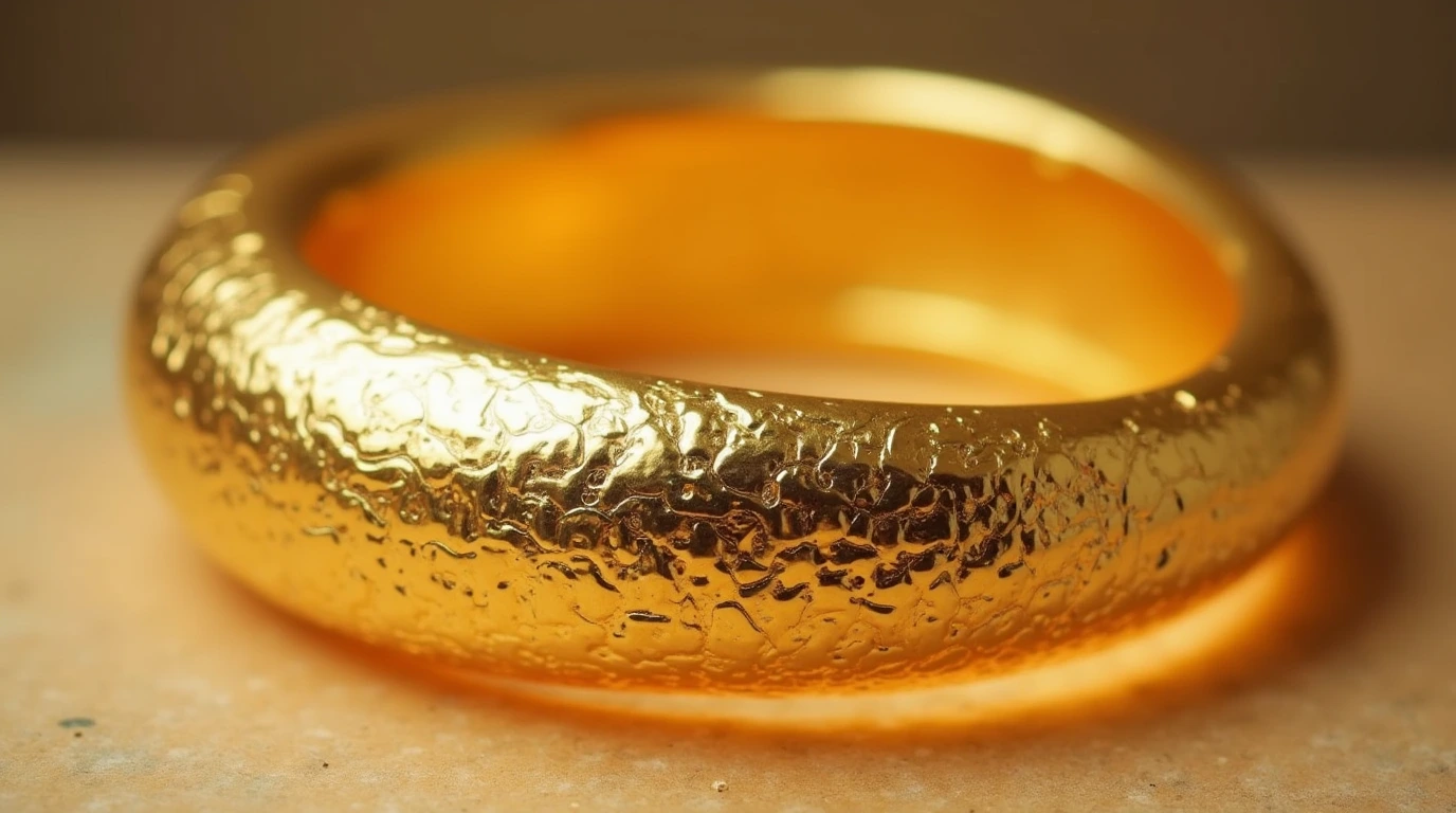 یک النگو که با طلای اب شده ساخته شده است