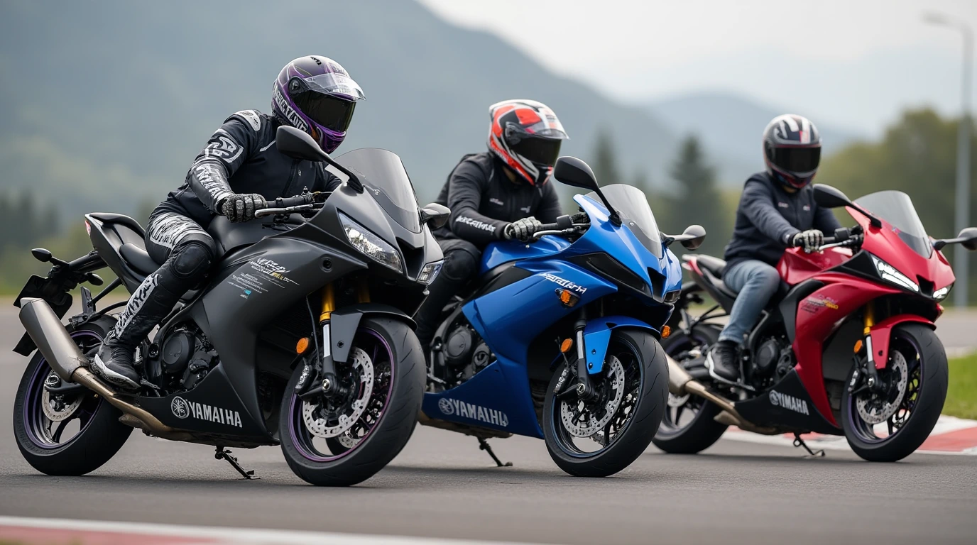 تصویری از موتورسیکلت سوارانی که بر موتورسیکلت های یاماها سوار هستند