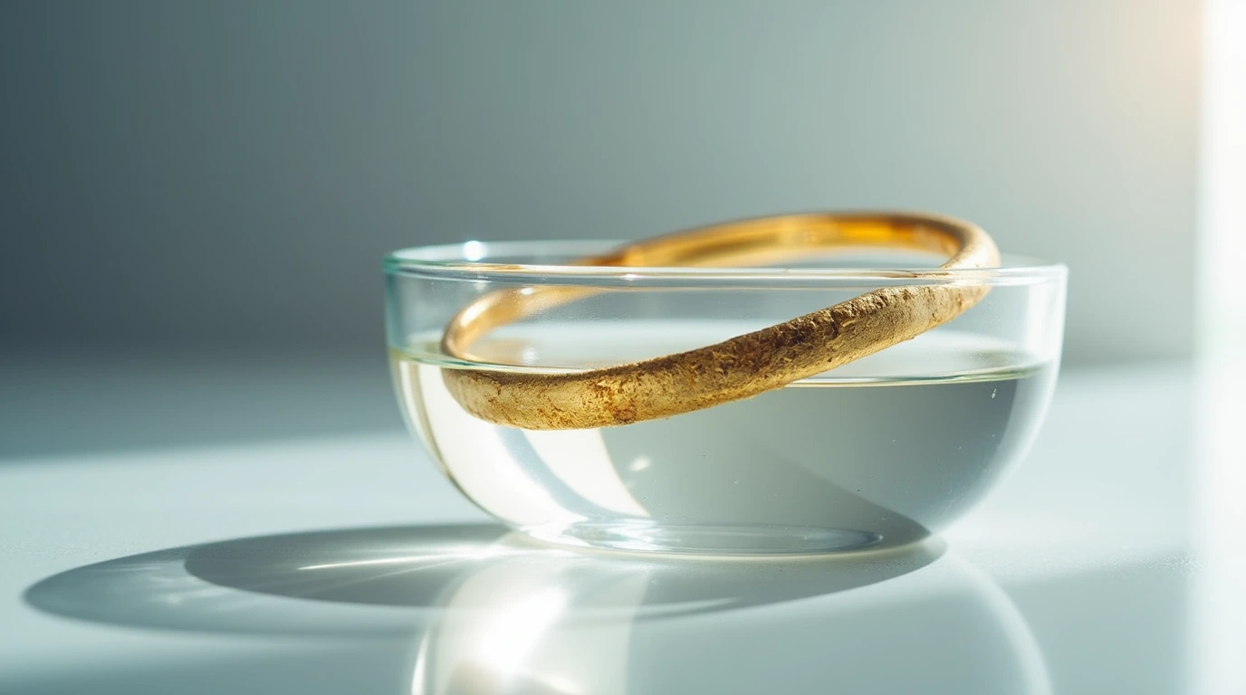 یک انگشتر طلا در لیوان وایتکس