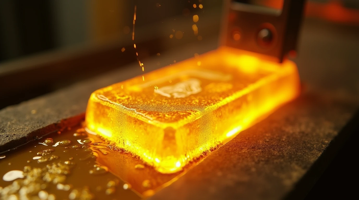 یک شمش طلا که به تازگی آب شده است