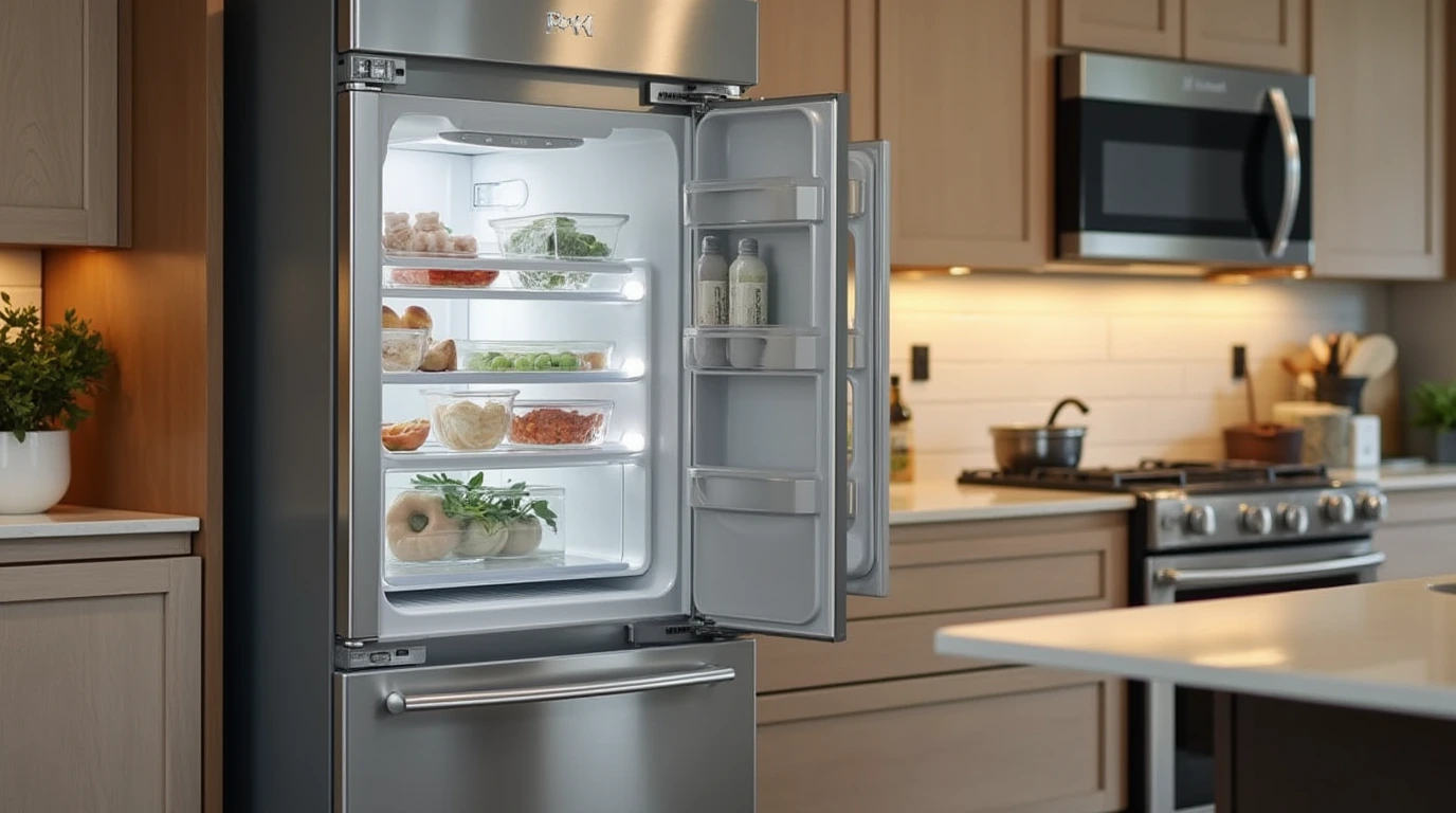 یخچال فریزر بالا و پایین در آشپزخانه