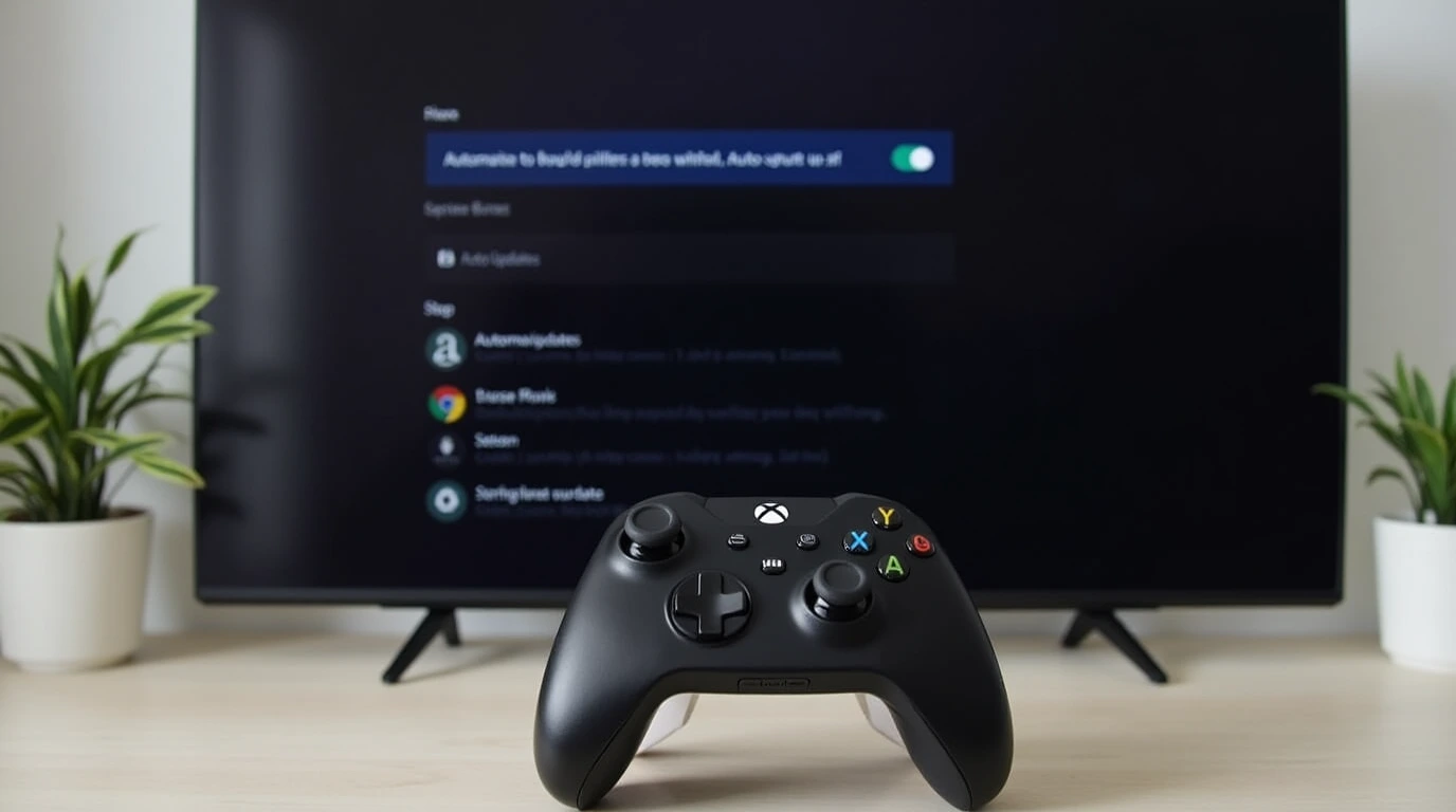 Prompt: "The gaming console screen displays a list of saved game data and cache files, with a game controller selecting the 'delete' option for unnecessary files. The screen is clear and organized, showing a focused process of deleting redundant game data. The background is a dark, sleek interface with minimal distractions, emphasizing the clean-up process and the effective management of storage space."
