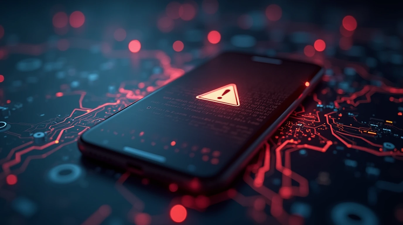 یک علامت خطر روی گوشی آیقون 