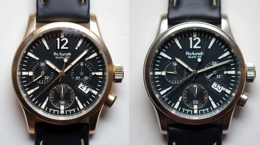 یک ساعت فیک و یک ساعت اصل. تشخیص ساعت اصل از تقلبی