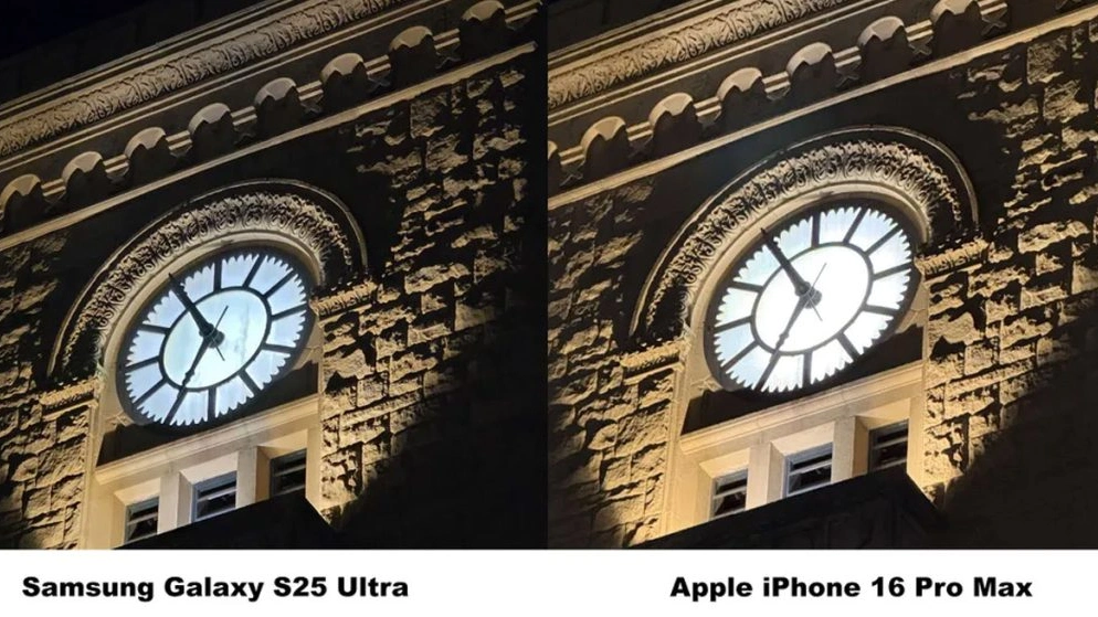 یک تصویر در حال نشان دادن یک مکان که با دو گوشی آیفون 16 و S25 اولترا از آن عکس گرفته شده است