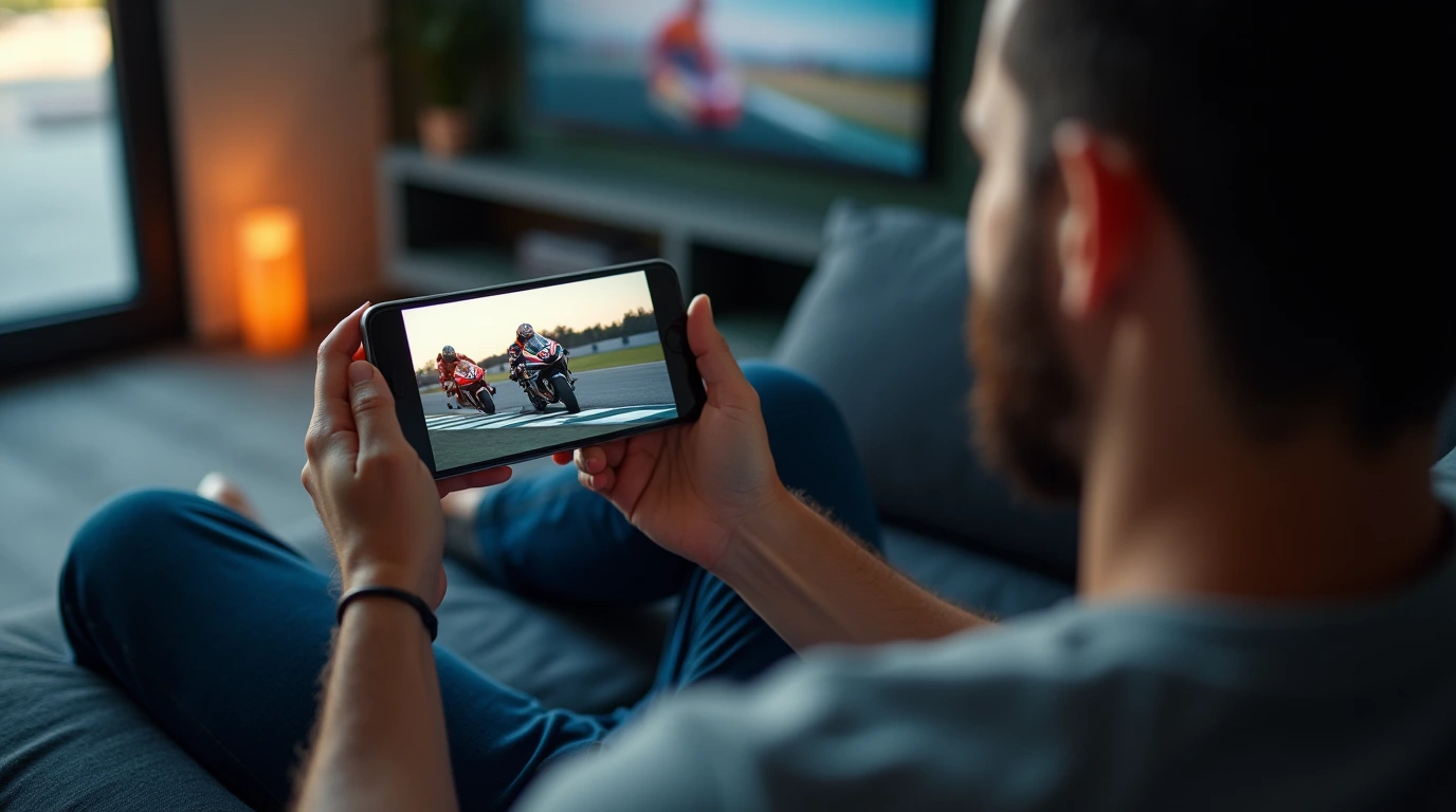 فردی در حال تماشای موتو جی پی