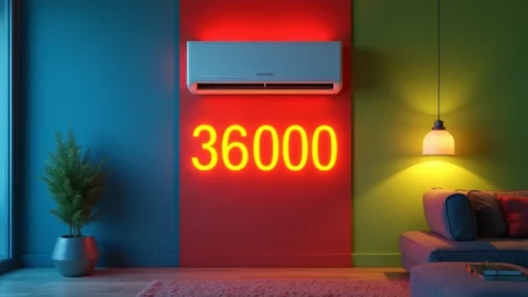 تصویری از یک کولر گازی 36000 که روی دیوارم متصل شده است