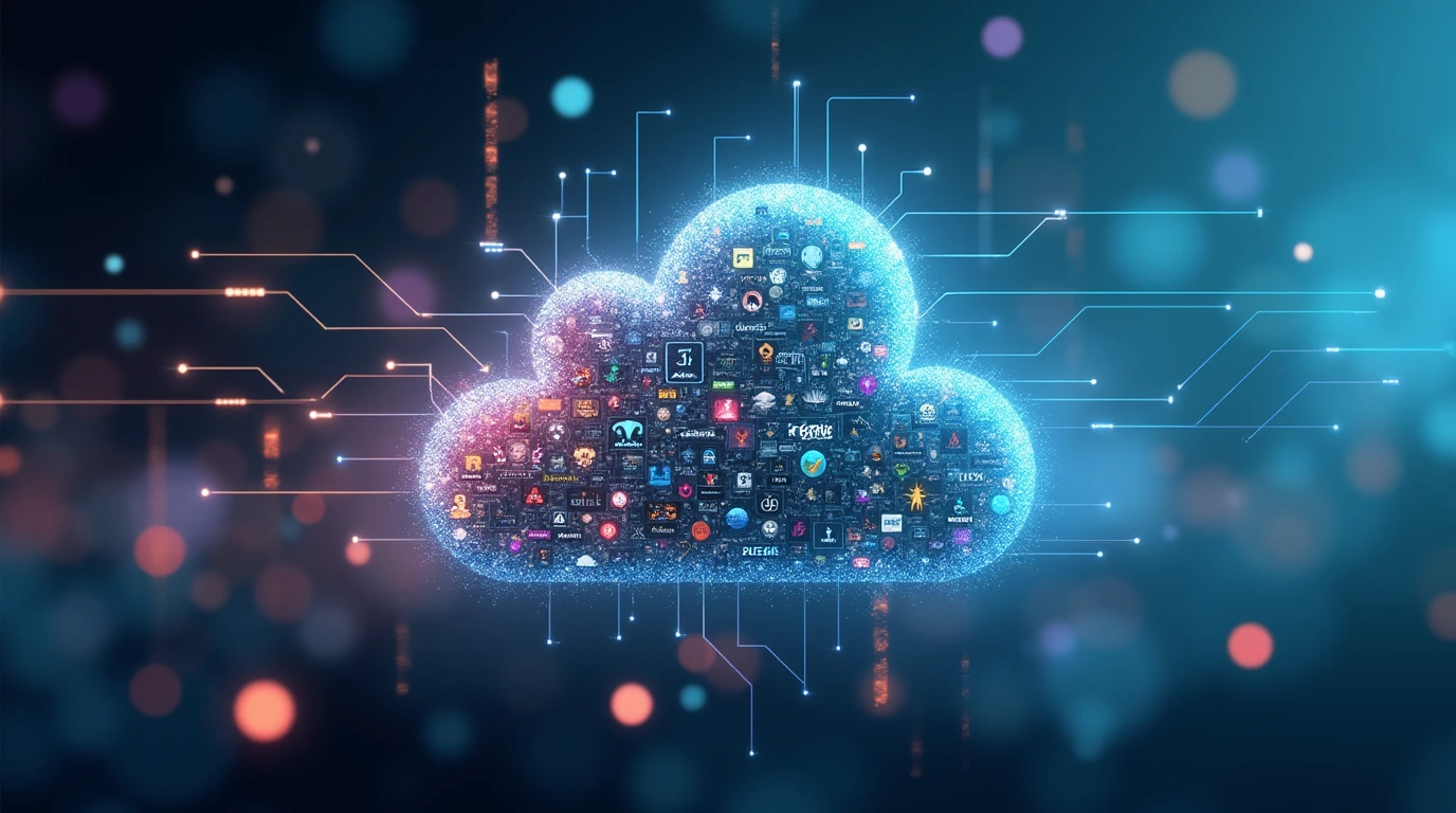 تصویری که به صورت نمادین فضای ذخیره سازی ابری را نشان میدهد 