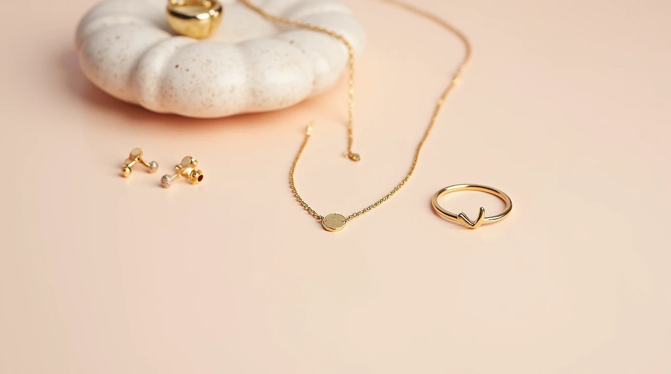 سرویس طلا نوزاد شامل گردنبند، گوشواره، انگشتر