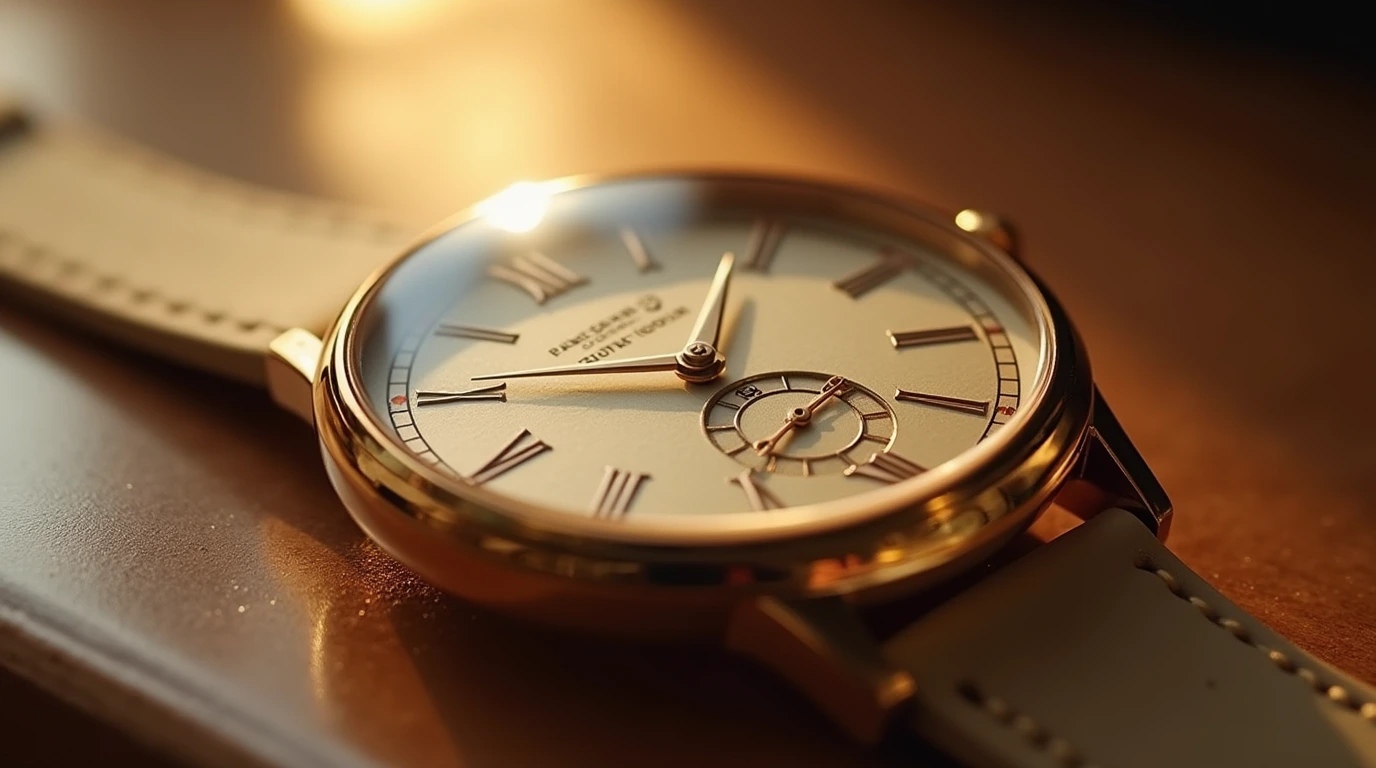 نمایی نزدیک از ساعت مچی کلاسیک