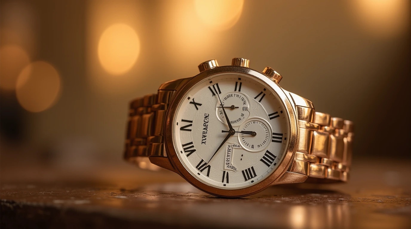 ساعت مچی کلاسیک با بند طلایی فلزی