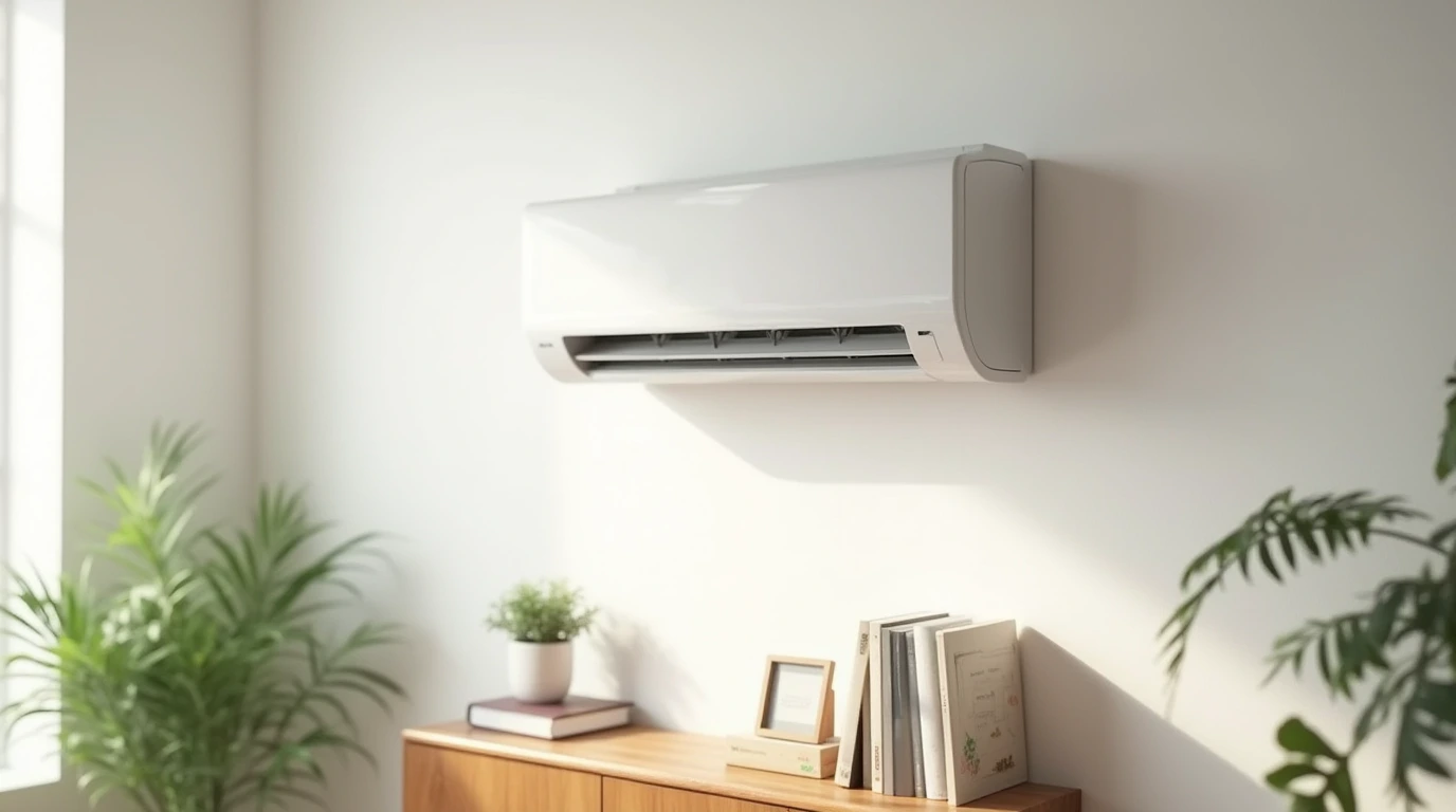 یک کولر گازی روی دیوار خانه