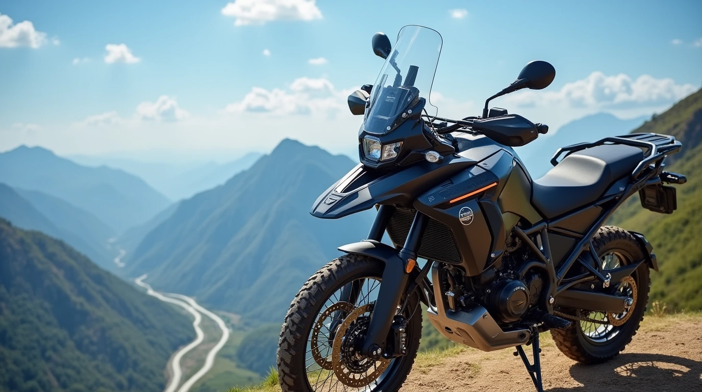 یک موتور سیکلت ادونچر روی ارتفاع