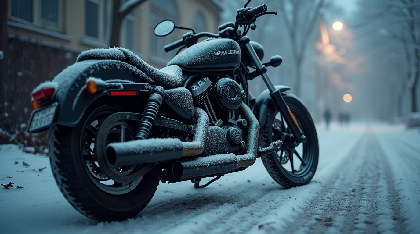 ریپ زدن یک موتور سیکلت در سرما