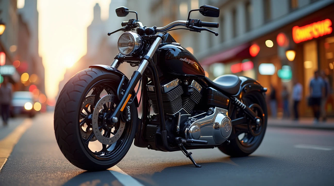 تصویری از یک موتور سیکلت کروز در جاده