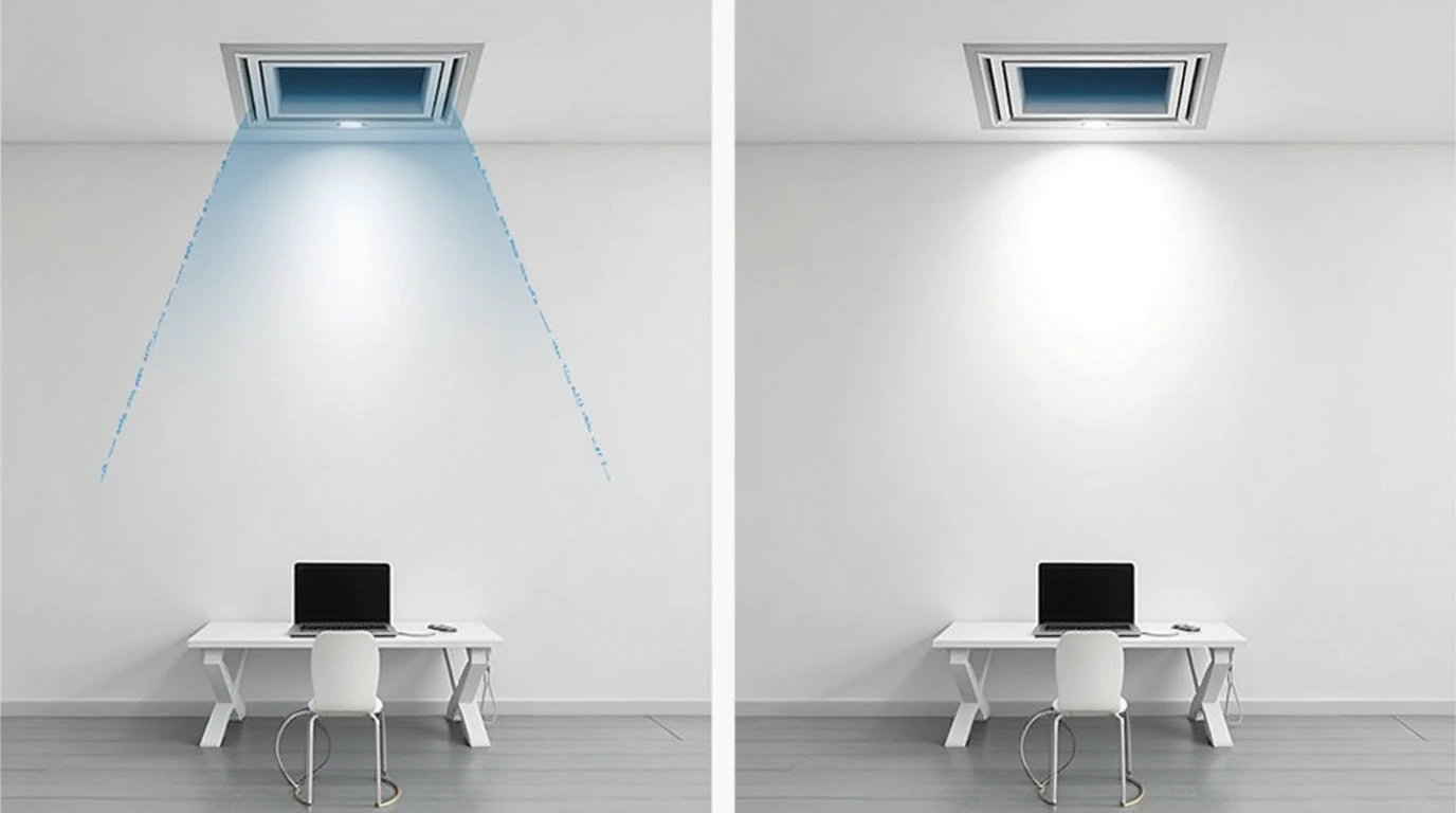 تصویری کولر گازی سقفی کاستی حالت روشن و خاموش