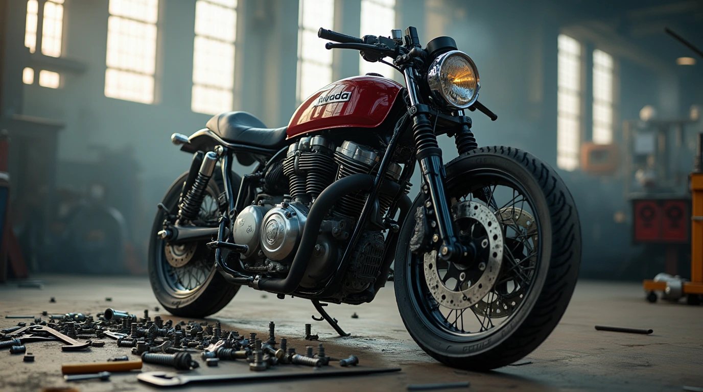 موتور سیکلت درون تعمیرگاه