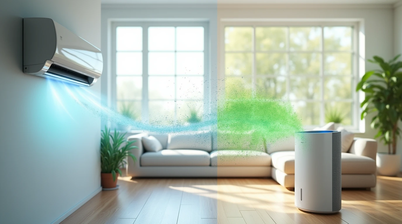 تصویری از یک کولر گازی و دستگاه تصفیه 