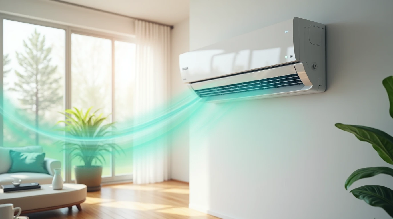 تصویری از یک کولر گازی اسپلیت و دیواری 