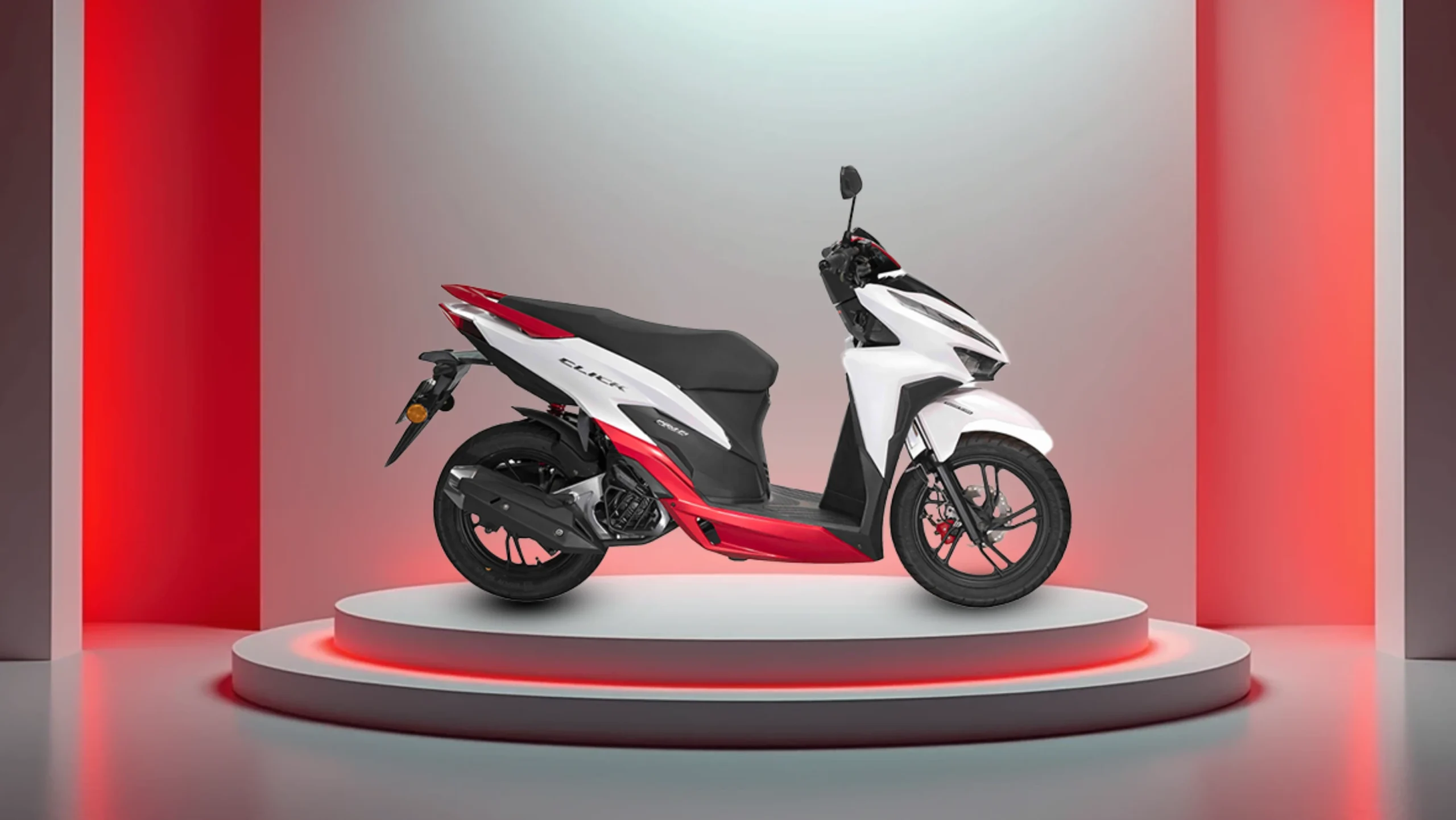 تصویری از موتور سیکلت کبیر موتور CLICK UP 170 روی یک صحنه 