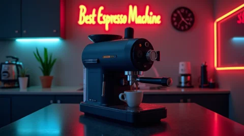 تصویری از اسپرسو ساز خانگی در آشپزخانه