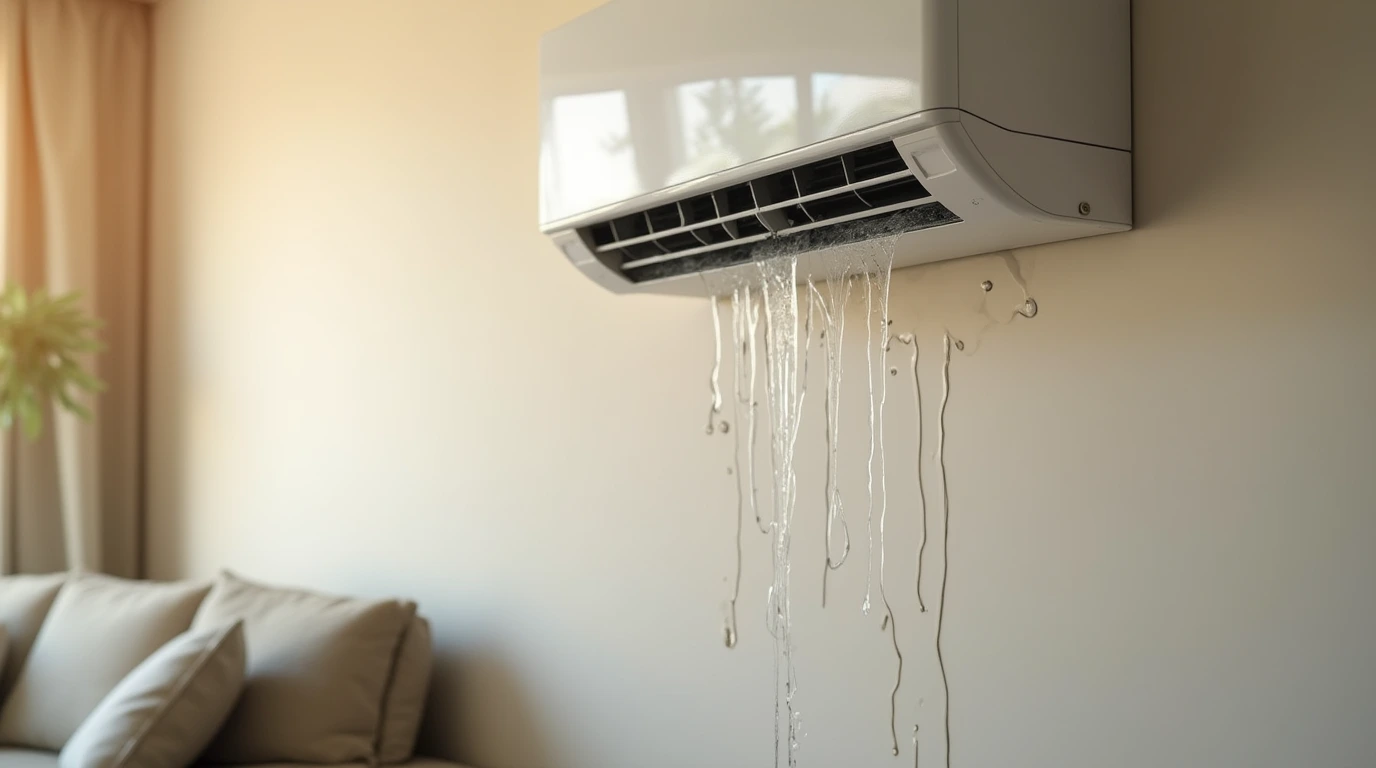 تصویری از یک کولر گازی که آب میدهد