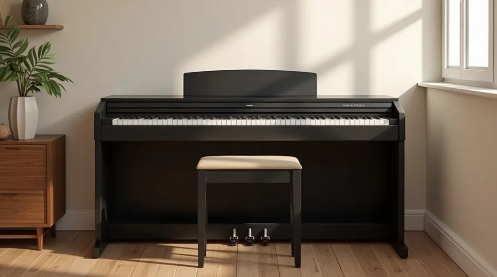 تصویری از یک پیانو دیجیتال در یک خانه