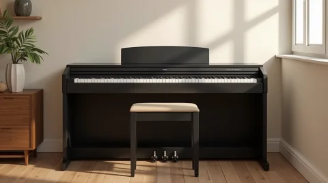 تصویری از یک پیانو دیجیتال در یک خانه