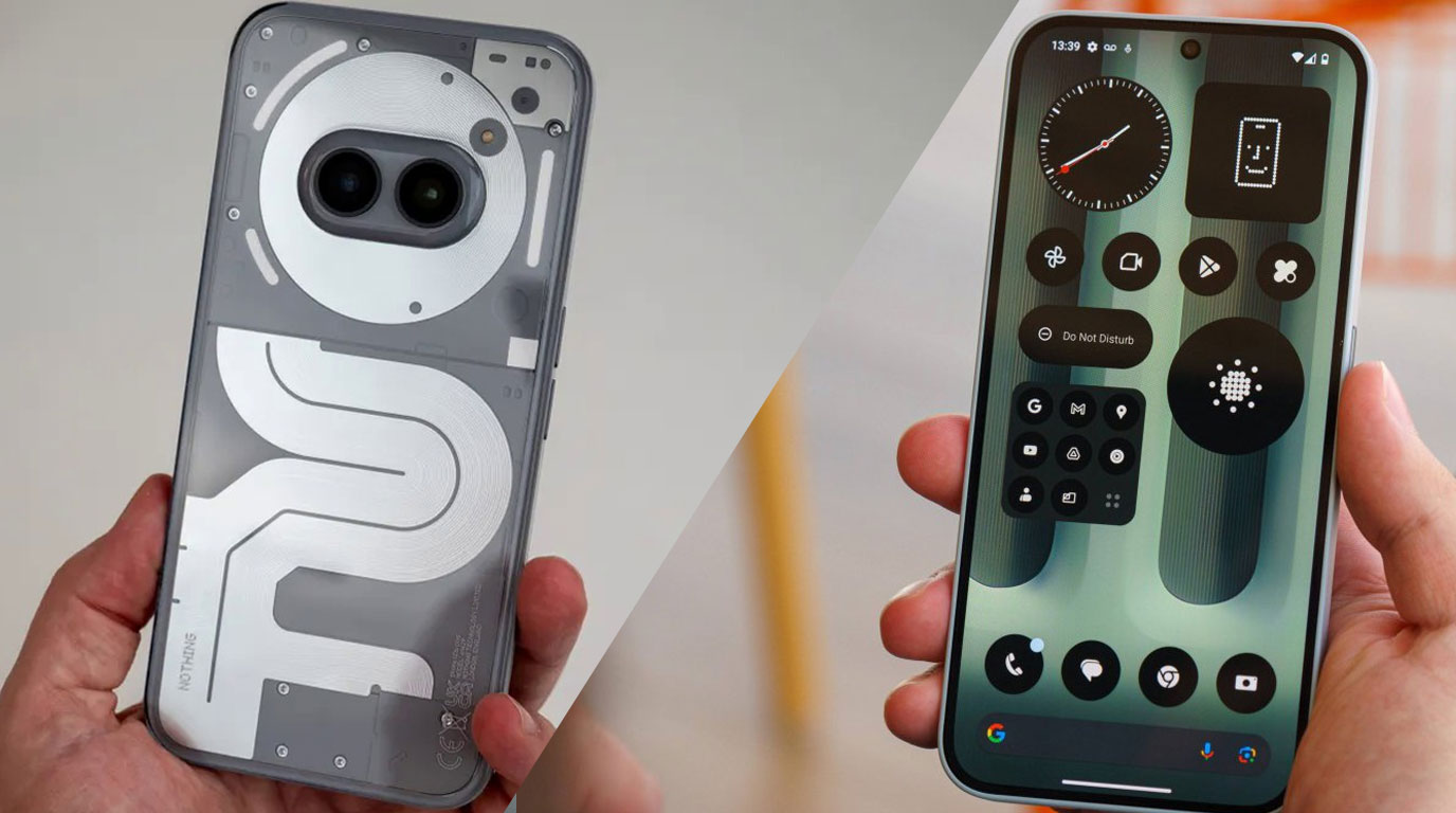 تصویری از صفحه نمایش Nothing phone 3a و بدنه پشتی آن