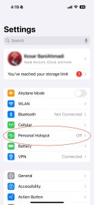 فعال شدن هات اسپات ایفون