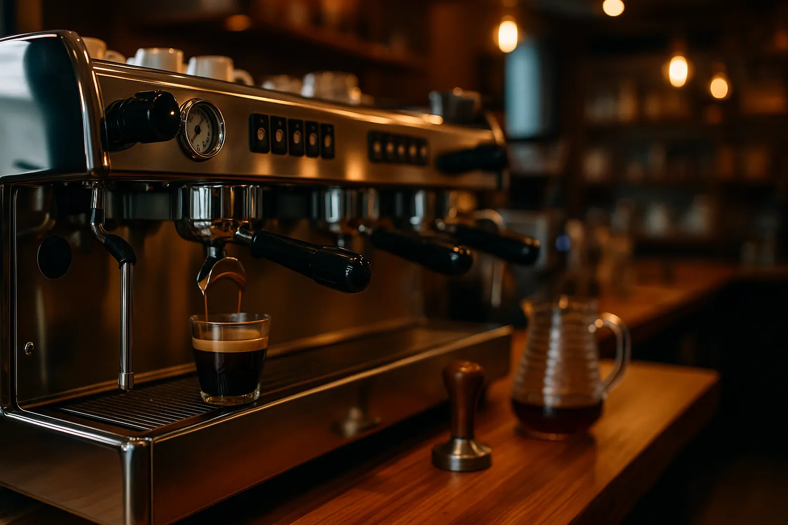 تصویری از اسپرسوساز صنعتی در کافه