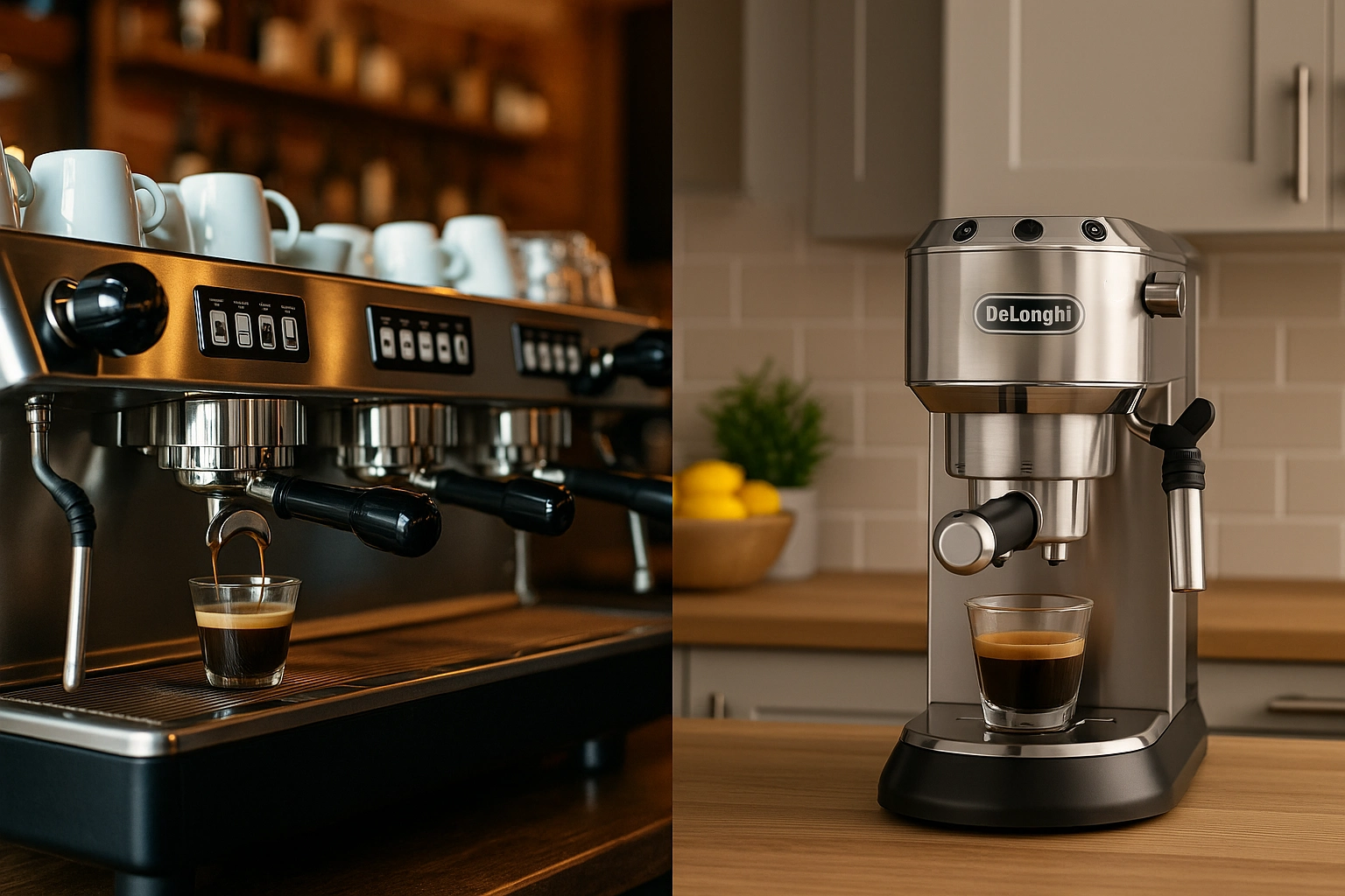 تصویری از اسپرسو ساز صنعتی و اسپرسو ساز خانگی
