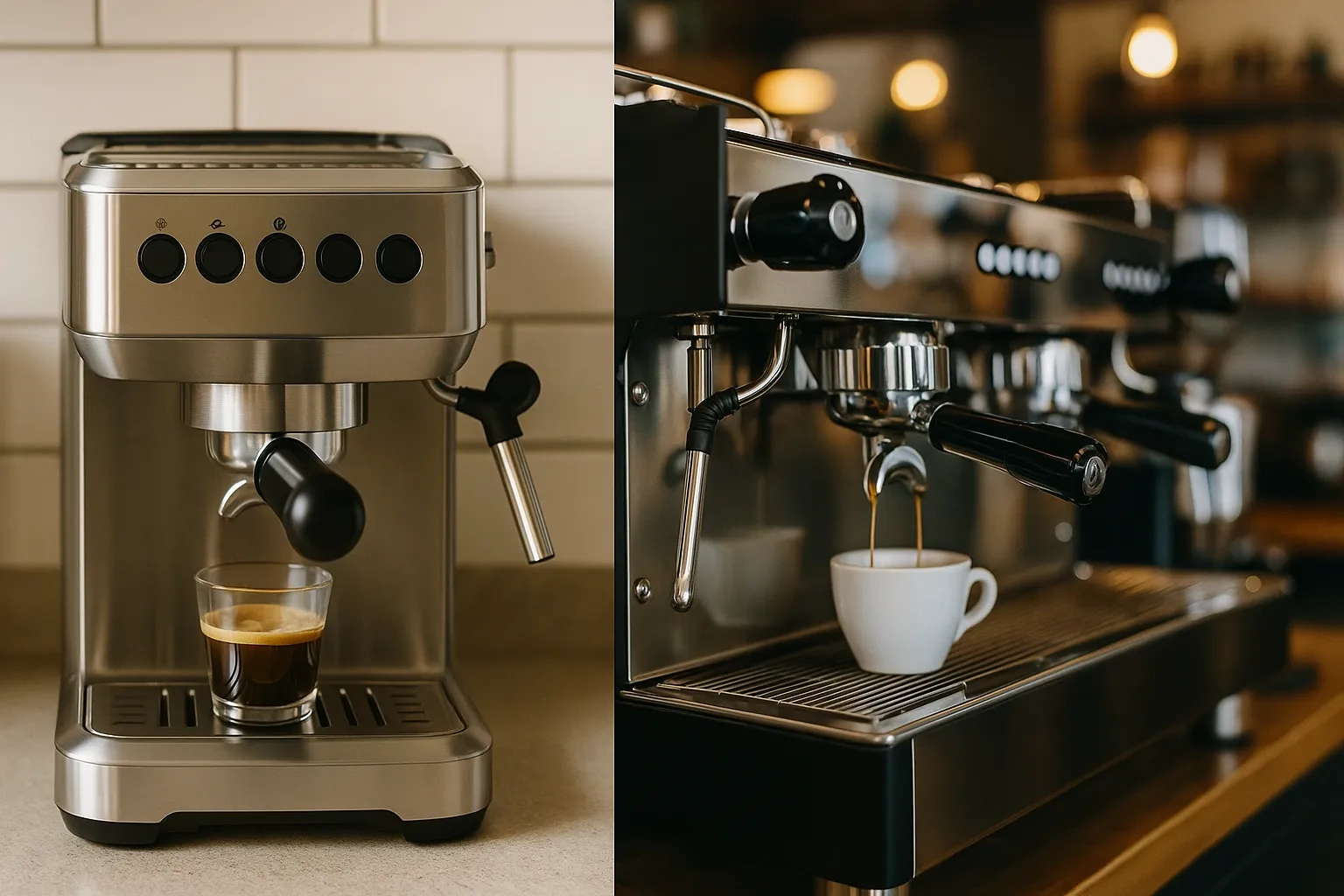 تصویری از اسپرسو ساز خانگی و اسپرسو ساز صنعتی