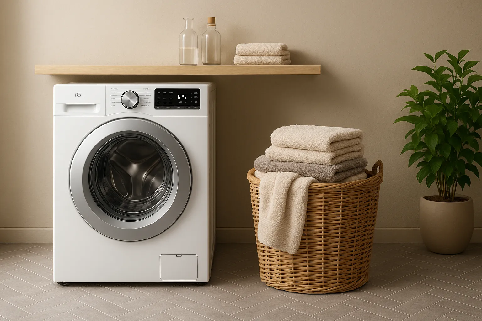 تصویرثی از ماشین لباسشویی در محیط لاندری